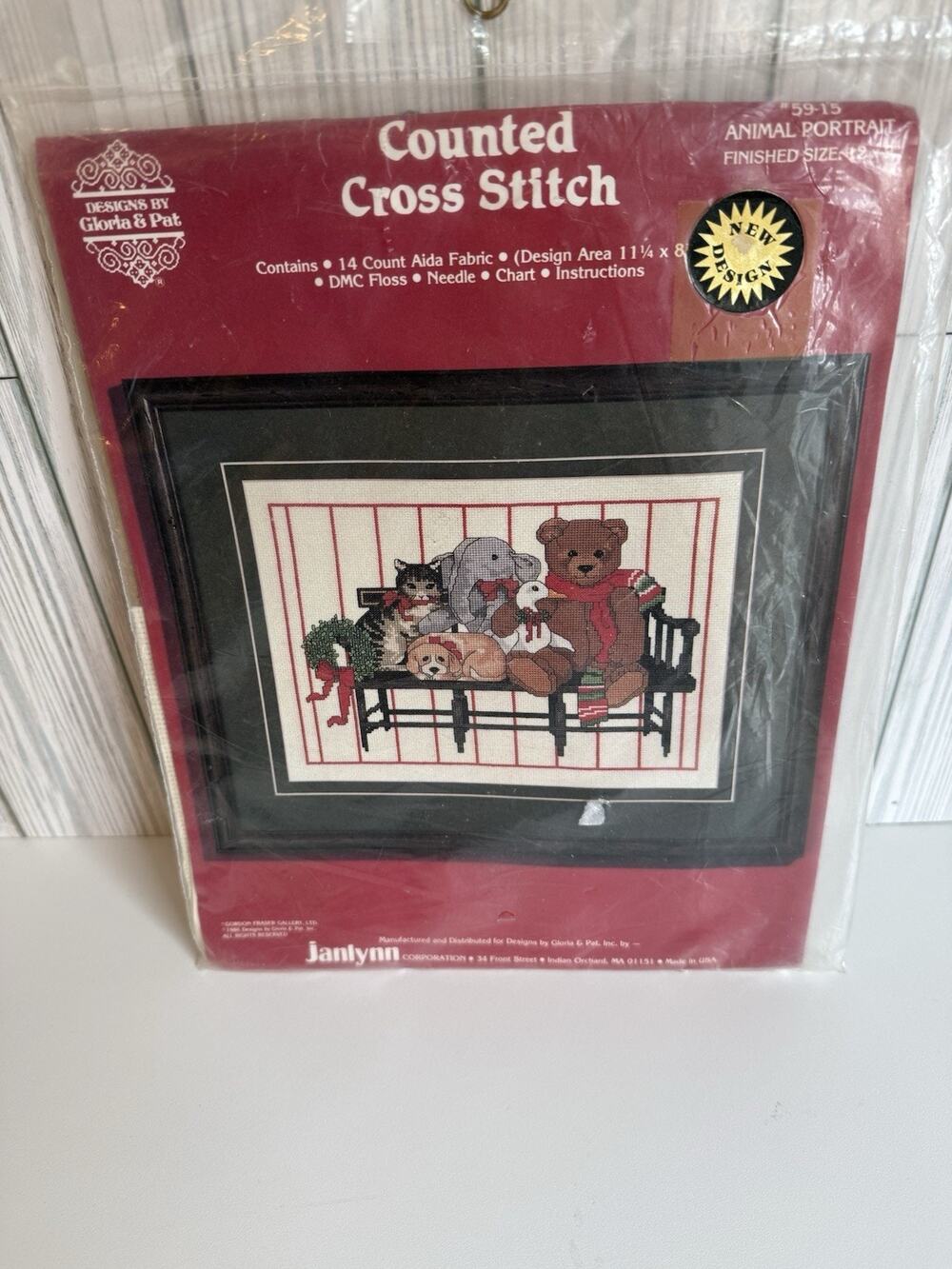1986 Janlynn ANIMAL PORTRAIT Counted Cross Stitch Kit #59-15 - 12" x 9"